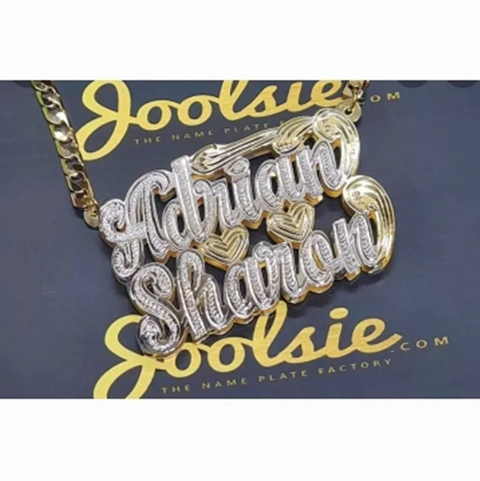 Double Layer Under Heart Name Necklace Pendant Customized Jewelry 