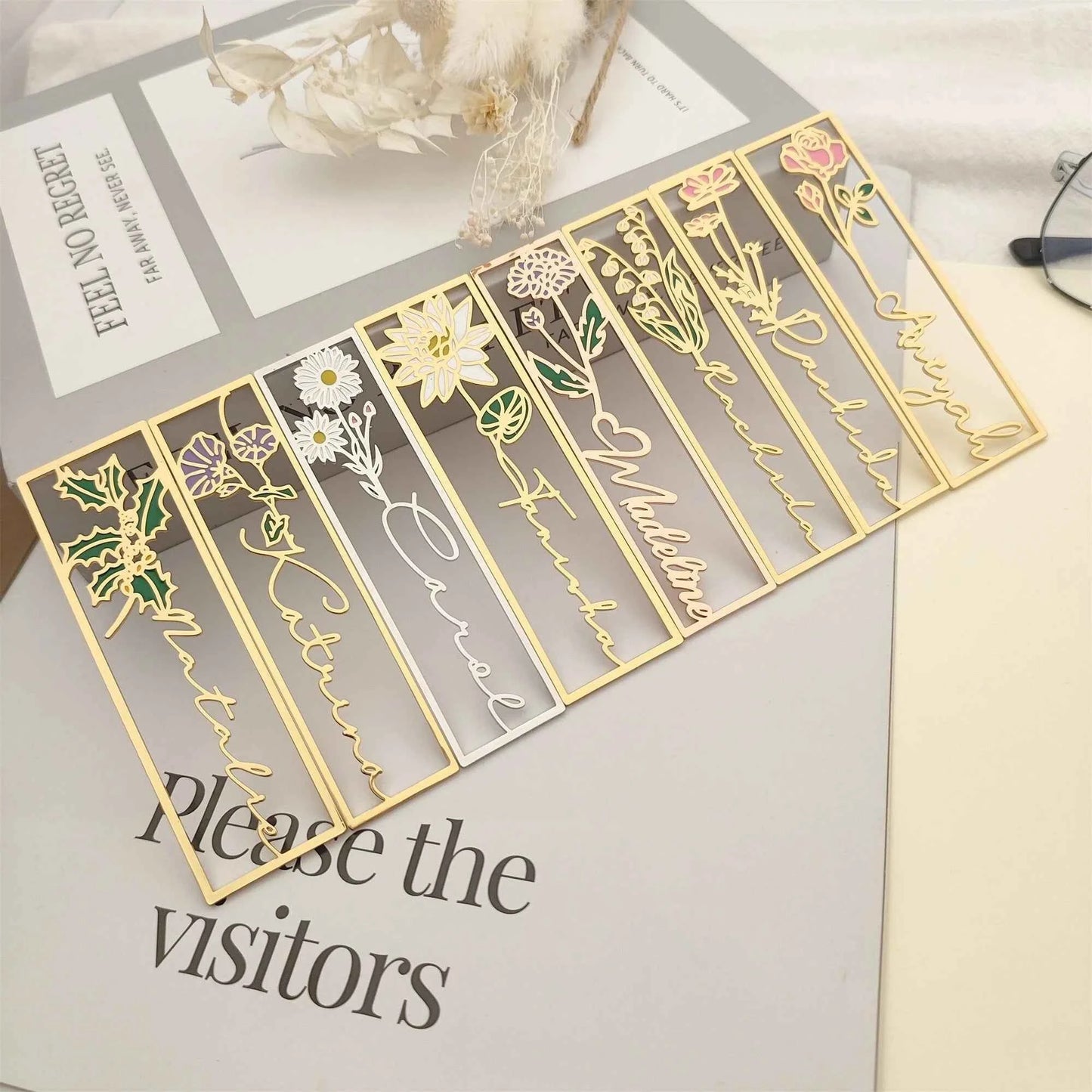 Colorful Custom Birthday Flower Bookmark - Personalized Name Bookmark Gift