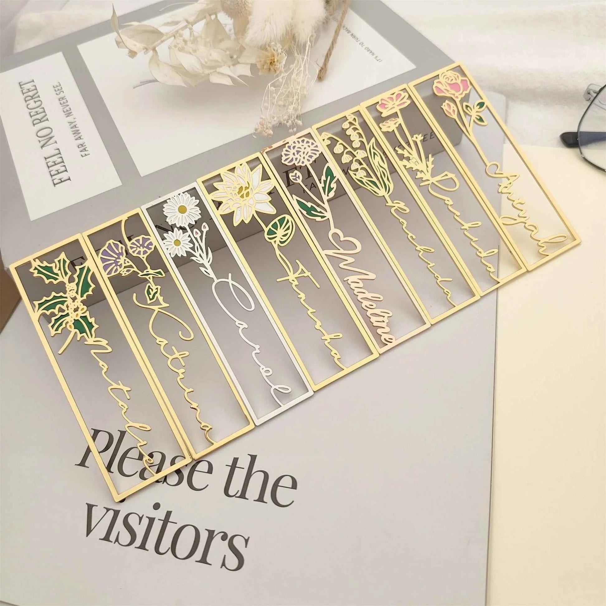 Colorful Custom Birthday Flower Bookmark - Personalized Name Bookmark Gift