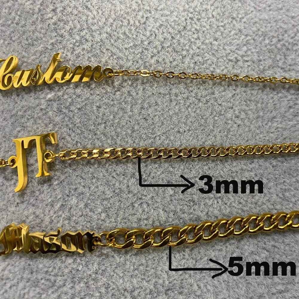 Cuban Chain Name Bracelet 3mm - Customizable Jewelry for Personalized Style