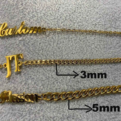 Cuban Chain Name Bracelet 3mm - Customizable Jewelry for Personalized Style