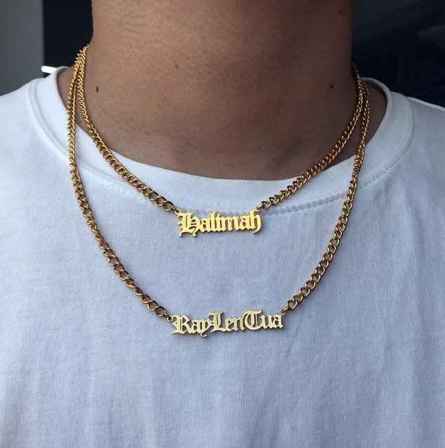 18k Name Necklace - Dainty 3mm Cuban Chain Name Necklace