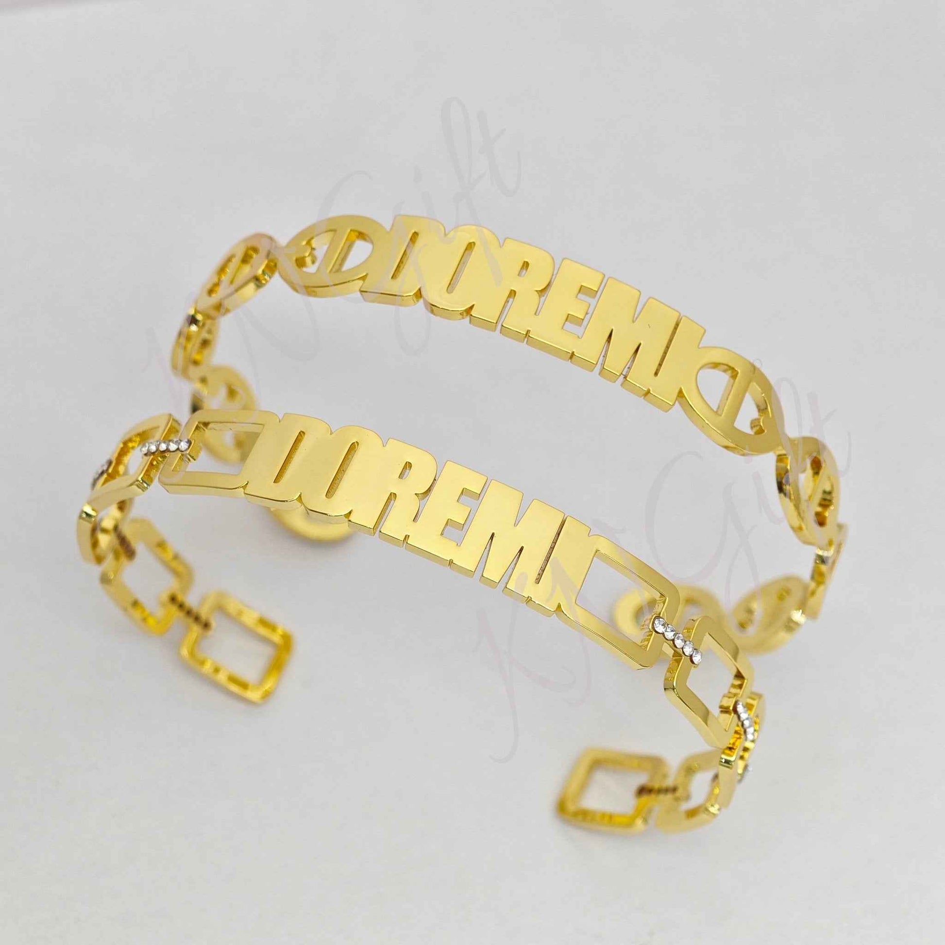 Cuff Bangle Gold Name Bangle - Personalized Gold Name Bangle