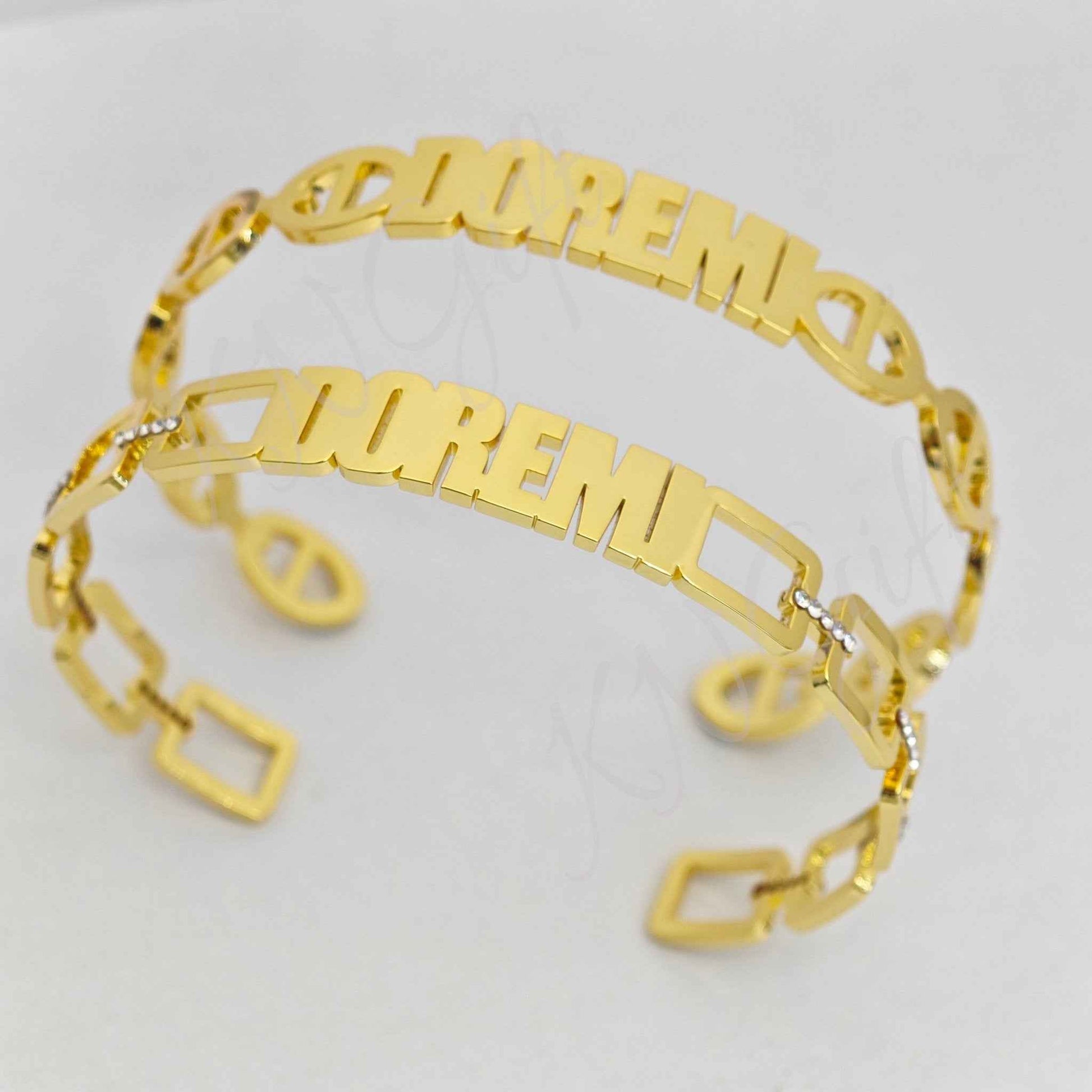 Cuff Bangle Gold Name Bangle - Personalized Gold Name Bangle