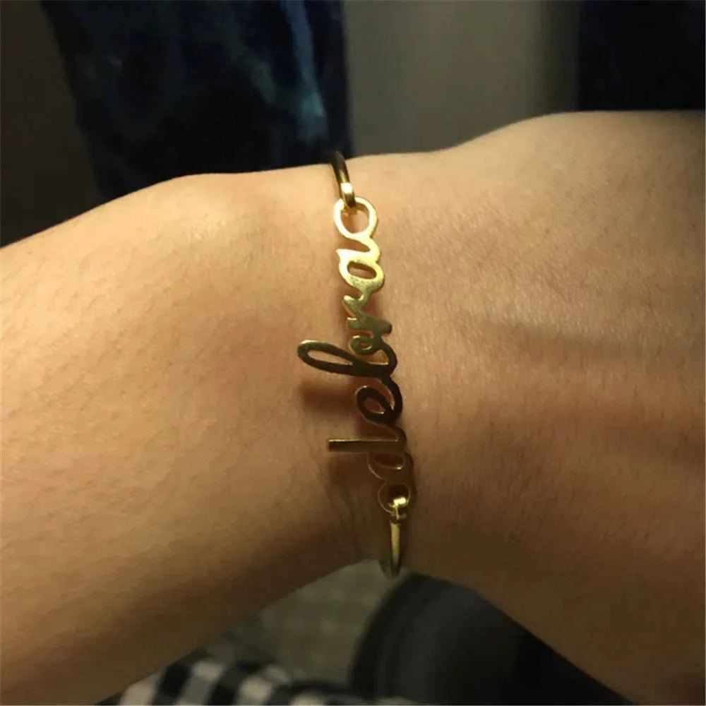 Custom Name Bangle Bracelet - Personalized Bangle for Unique Style