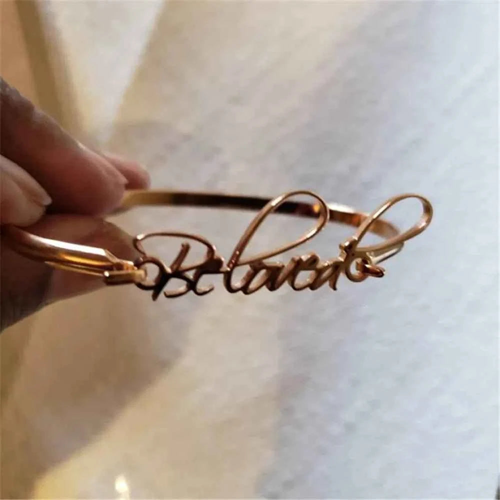 Custom Name Bangle Bracelet - Personalized Bangle for Unique Style