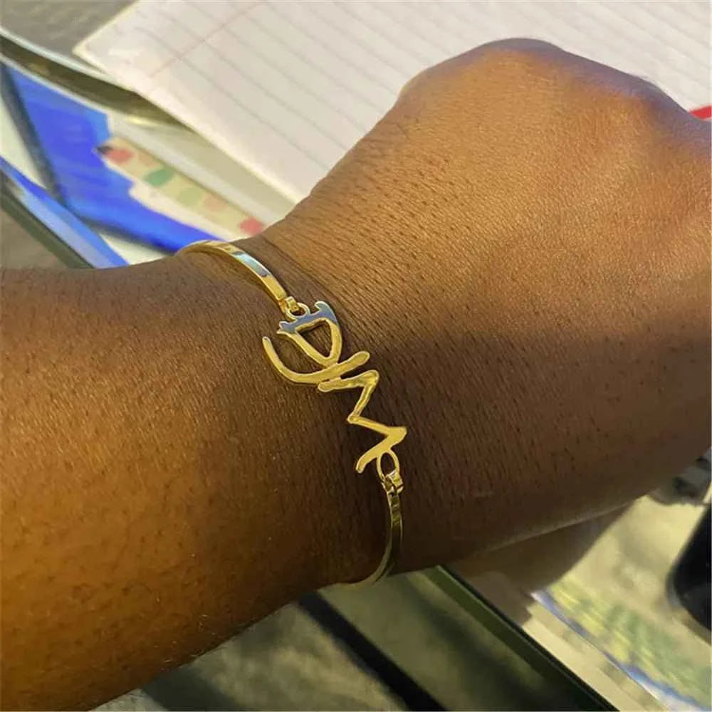 Custom Name Bangle Bracelet - Personalized Bangle for Unique Style
