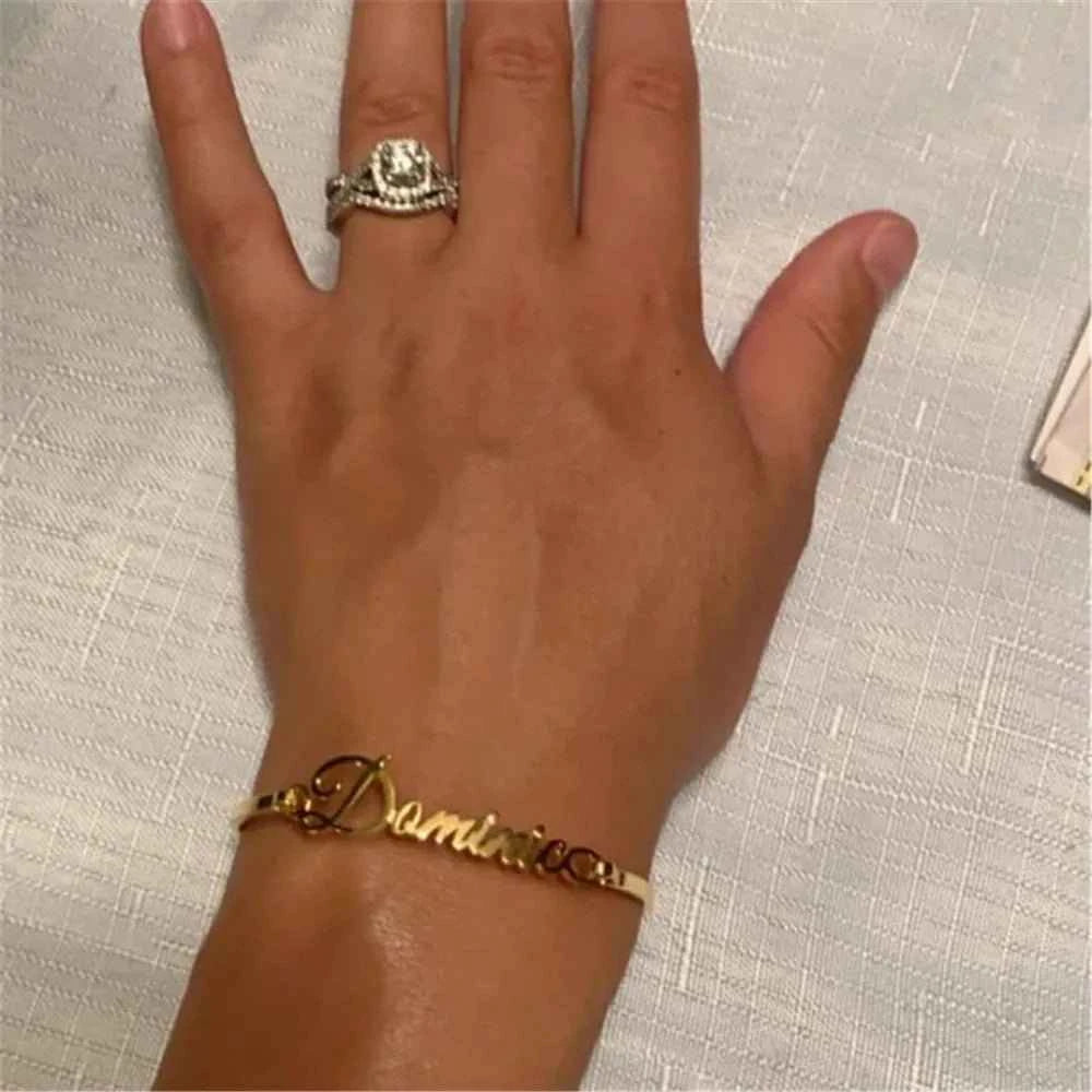 Custom Name Bangle Bracelet - Personalized Bangle for Unique Style