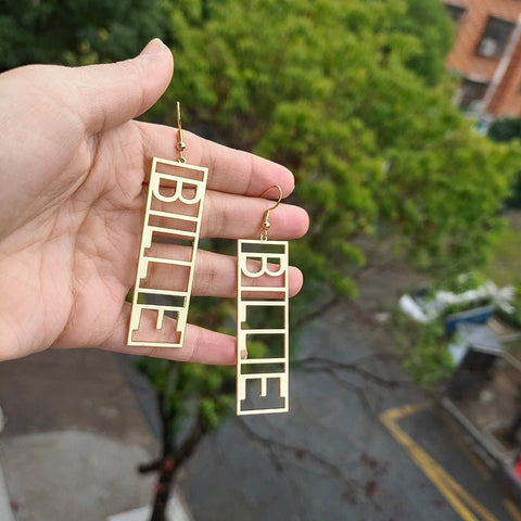 Custom Big Name Earrings Rectangular Earrings - KN Gifts