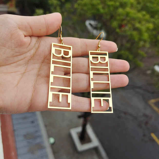 Custom Big Name Earrings Rectangular Earrings - KN Gifts