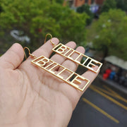 Custom Big Name Earrings Rectangular Earrings - KN Gifts