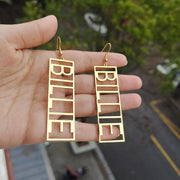 Custom Big Name Earrings Rectangular Earrings - KN Gifts