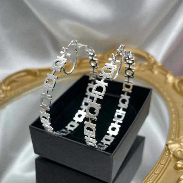 Custom Hoop Name Earrings J - Lo Inspired Name Big Hoop - KN Gifts
