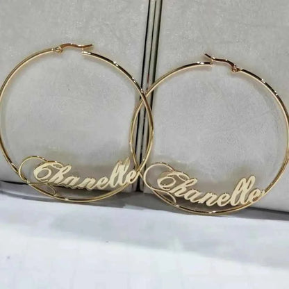 Custom Name Hoop Earrings - J-Lo Inspired Style