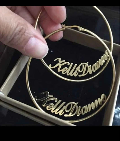 Custom Name Hoop Earrings - J-Lo Inspired Style