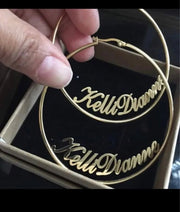 Custom Hoop Name Earrings J - Lo Inspired Name Hoops - KN Gifts