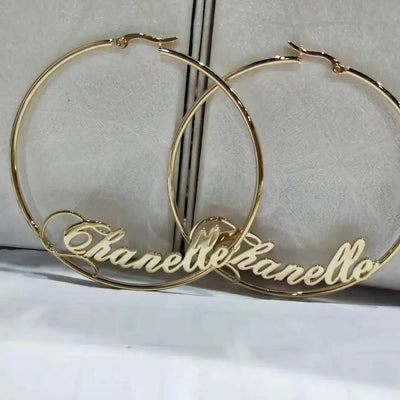 Custom Hoop Name Earrings J - Lo Inspired Name Hoops - KN Gifts