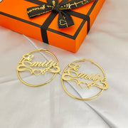 Custom Hoop Name heart Earrings J - Lo Inspired Name Hoops - KN Gifts