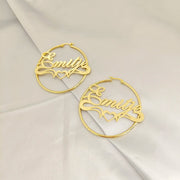 Custom Hoop Name heart Earrings J - Lo Inspired Name Hoops - KN Gifts