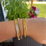 Custom Name Bangle – Personalized Gold Bracelet with Zirconia Charms