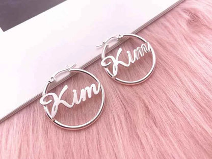 Custom Name Hoop Earrings in Gold & Silver - Personalized Name Earrings