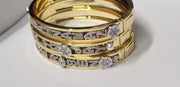 Custom Name Bangle – Personalized Gold Bracelet with Zirconia Charms