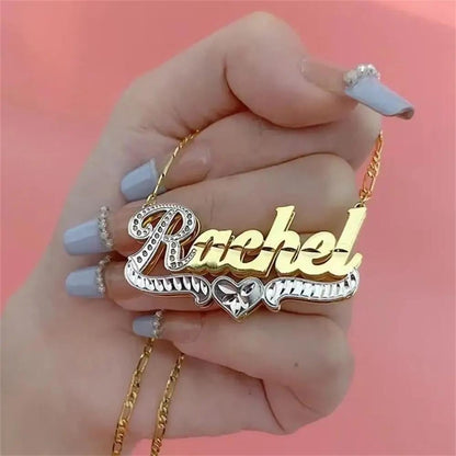 Custom Double Name Necklace | Personalized Gold Nameplate