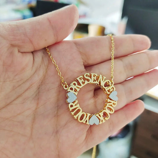 Personalized Gold Letter Necklace with Hearts – Meaningful Gift for Women, Friendship Jewelry