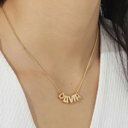 Personalized 3D Letter Necklace, Custom Bubble 3D Initial Charm, 3D Letter Necklace, Bubble Name Necklace