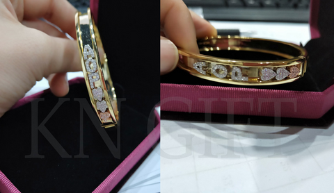 Custom Name Bangle – Personalized Gold Bracelet with Zirconia Charms