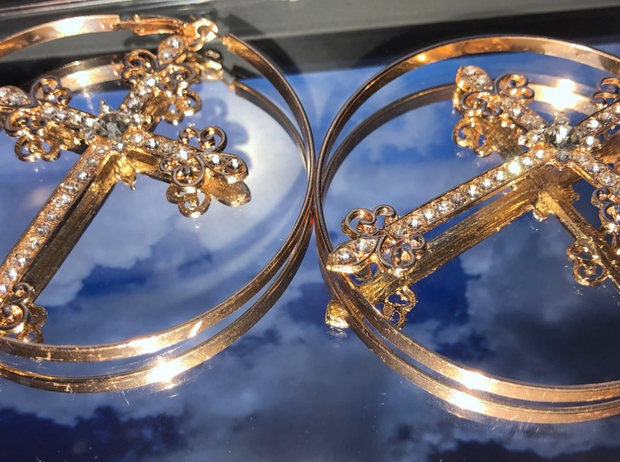 Hoop Cross Earrings